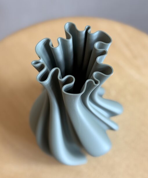 Alternative view of 3D geprint vaasje kleur vergrijsd groen 18cm