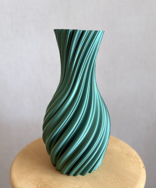 3D geprinte unieke vaas, glossy green  33cm