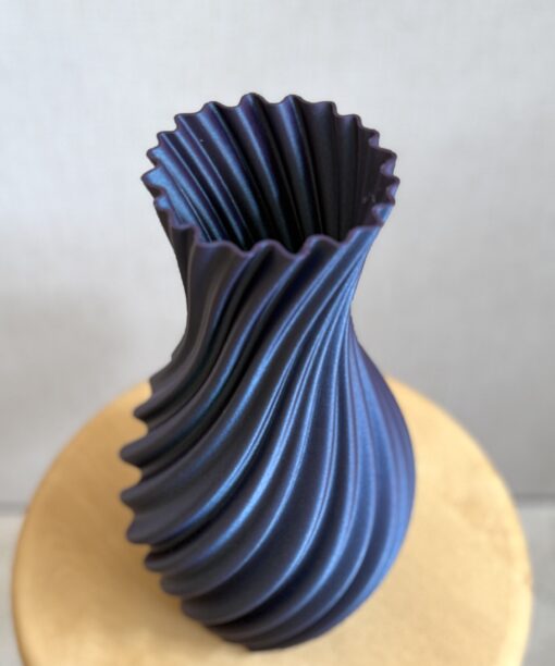 Alternative view of 3D geprinte unieke vaas, donkerpaars blauw  33cm